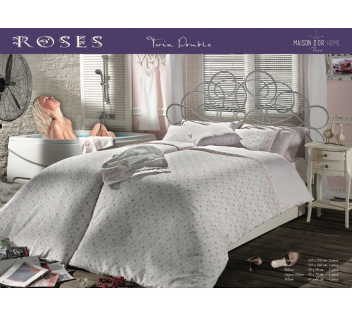 Roses Twin семейное постельное белье Maison D'or молочный