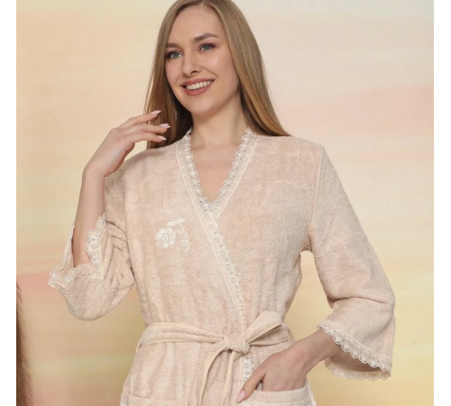 Celyn Long женский халат Maison D'or бежевый