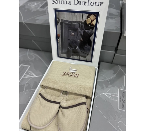 Набор килт + полотенце + тапочки мужской Sauna Dufour бежевый