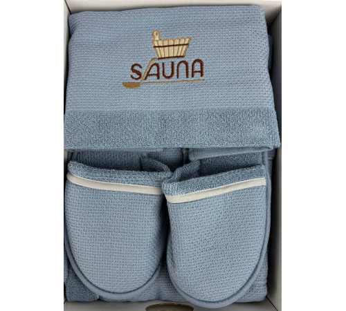 Набор килт + полотенце + тапочки мужской Sauna Dufour голубой