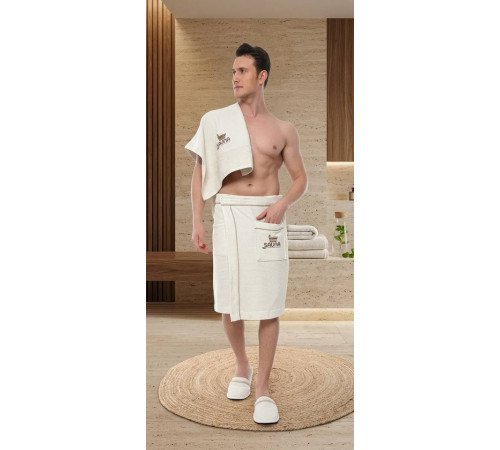 Набор килт + полотенце + тапочки мужской Sauna Dufour ваниль
