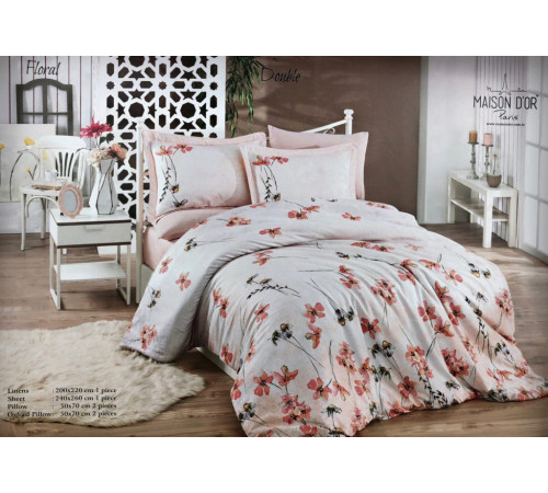 Floral двуспальное постельное белье розовый