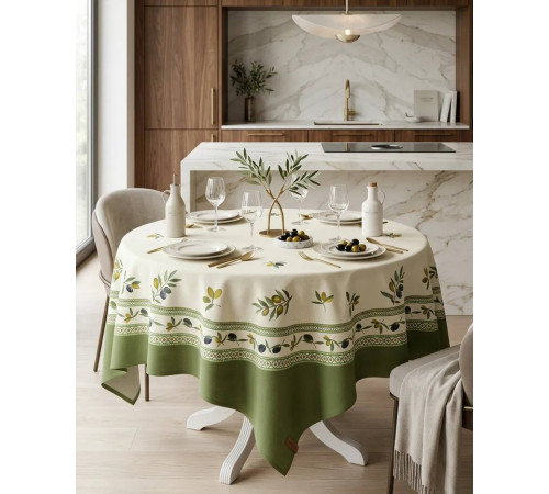 Garden Olive зеленый скатерть Maison Dor 160 см 