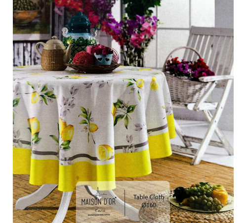 Garden Yellow Lemon желтый скатерть Maison Dor 160 см