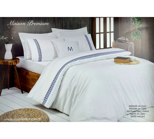 Maison Premium двуспальное постельное белье синий