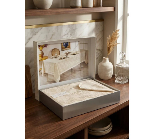 Marinella 160×350 см бежевый скатерть Maison Dor
