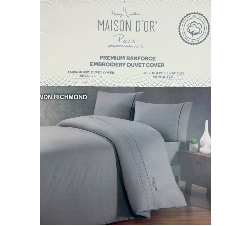 Mon Richmond двуспальный набор (пододеяльник+2наволочки) Maison D'or серый 