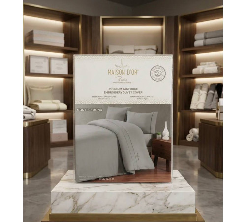 Mon Richmond двуспальный набор (пододеяльник+2наволочки) Maison D'or серый 