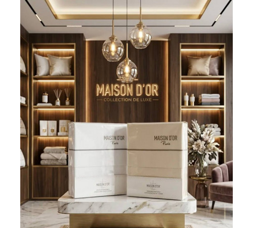 Mon Richmond двуспальный набор (пододеяльник+2наволочки) Maison D'or ванильный 