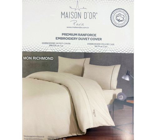 Mon Richmond двуспальный набор (пододеяльник+2наволочки) Maison D'or ванильный 