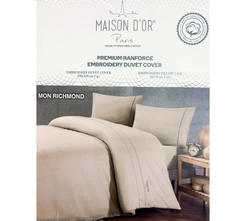 Mon Richmond двуспальный набор (пододеяльник+ 2 наволочки) Maison D'or бежевый 
