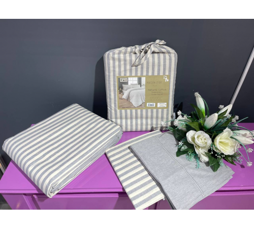 Natural Cotton полутороспальное постельное белье Maison D'or серый широкая полоска