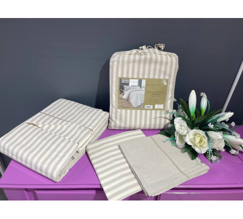 Natural Cotton полутороспальное постельное белье Maison D'or бежевый широкая полоска