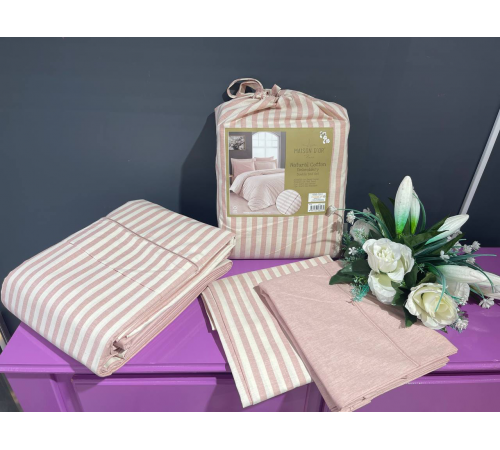 Natural Cotton полутороспальное постельное белье Maison D'or розовый широкая полоска