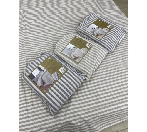 Natural Cotton полутороспальное постельное белье Maison D'or серый широкая полоска