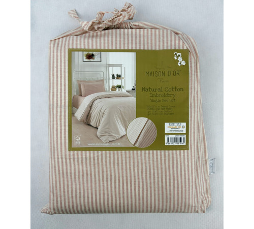 Natural Cotton полутороспальное постельное белье Maison D'or розовый узкая полоска