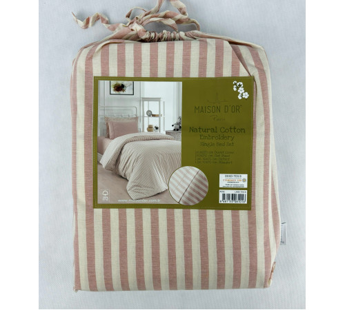 Natural Cotton полутороспальное постельное белье Maison D'or розовый широкая полоска