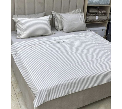 Natural Cotton полутороспальное постельное белье Maison D'or бежевый широкая полоска