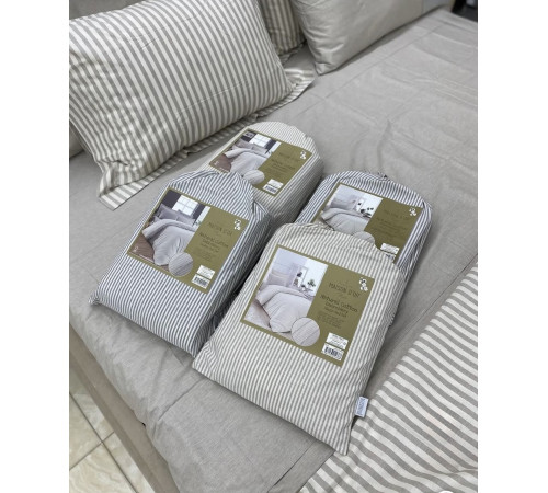 Natural Cotton полутороспальное постельное белье Maison D'or розовый широкая полоска