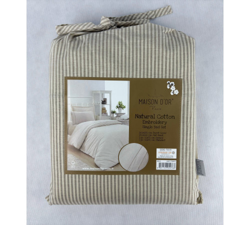 Natural Cotton полутороспальное постельное белье Maison D'or бежевый узкая полоска