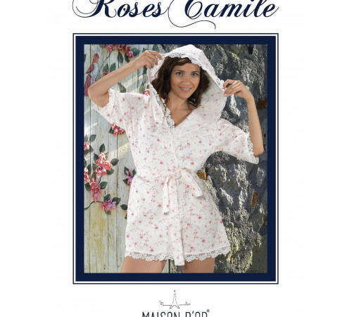 Roses Camile short женский халат Maison D'or розовый 