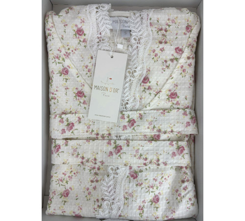 Roses Camile short женский халат Maison D'or розовый 