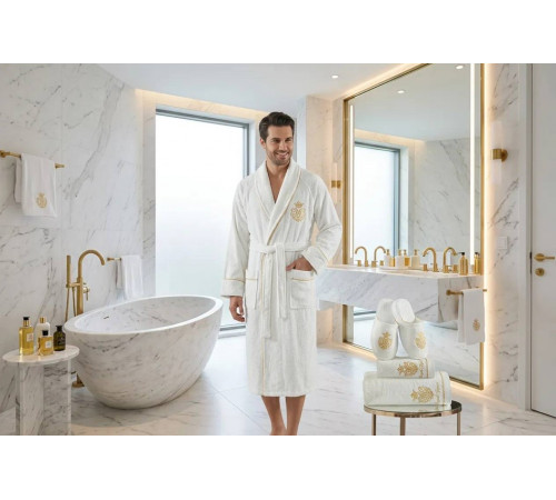 Royal Crown мужской халат Maison D'or белый 