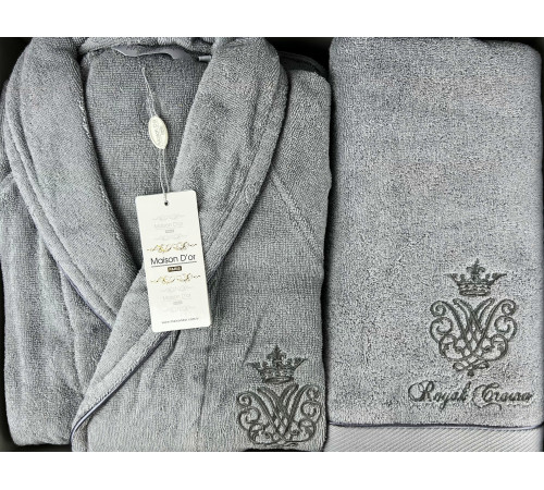 Royal Crown мужской халат Maison D'or серый 