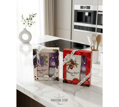 Полотенце + соше Trio брусника Maison D'or 